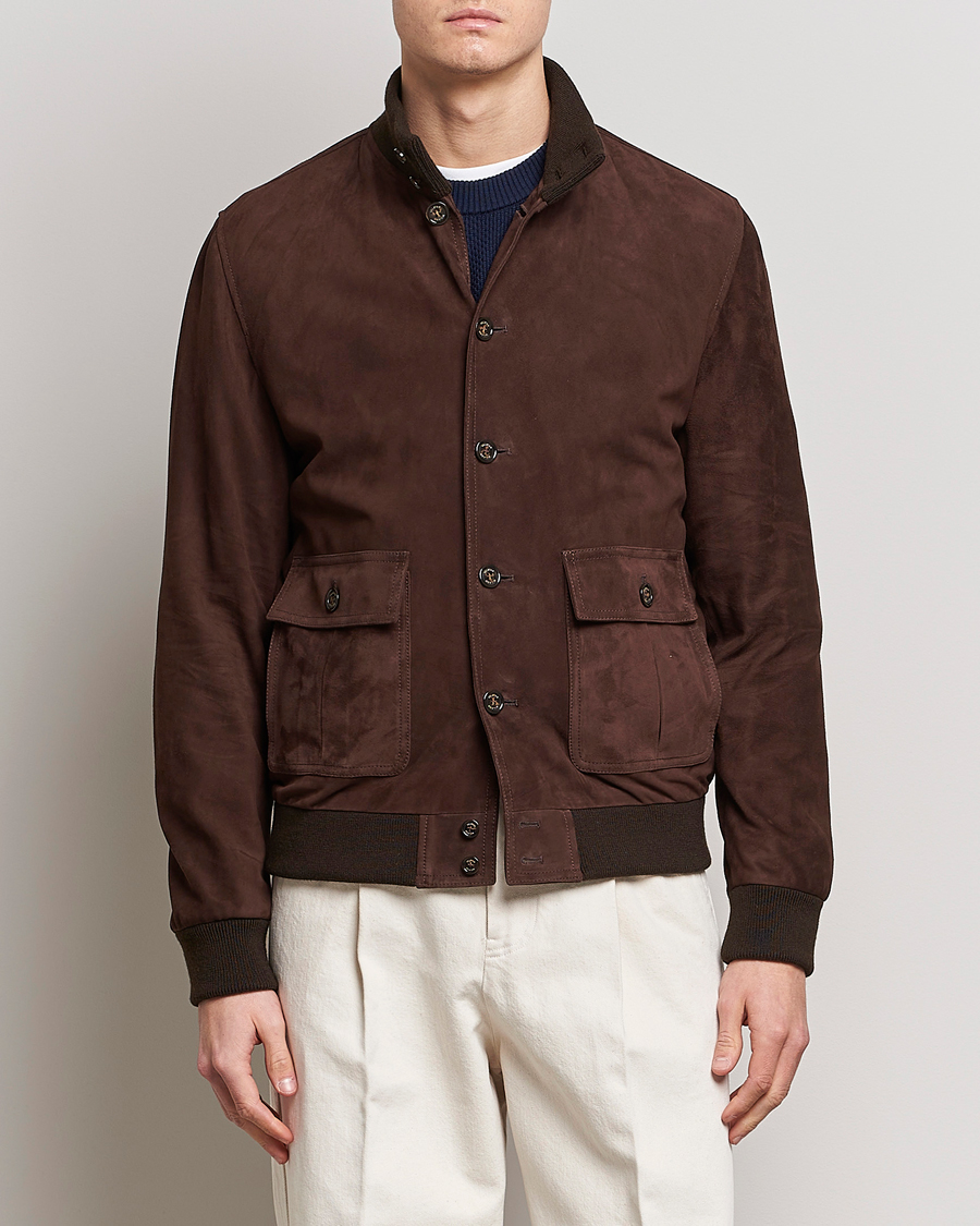 Men | Coats & Jackets | Valstar | Valstarino Suede Jacket Dark Brown
