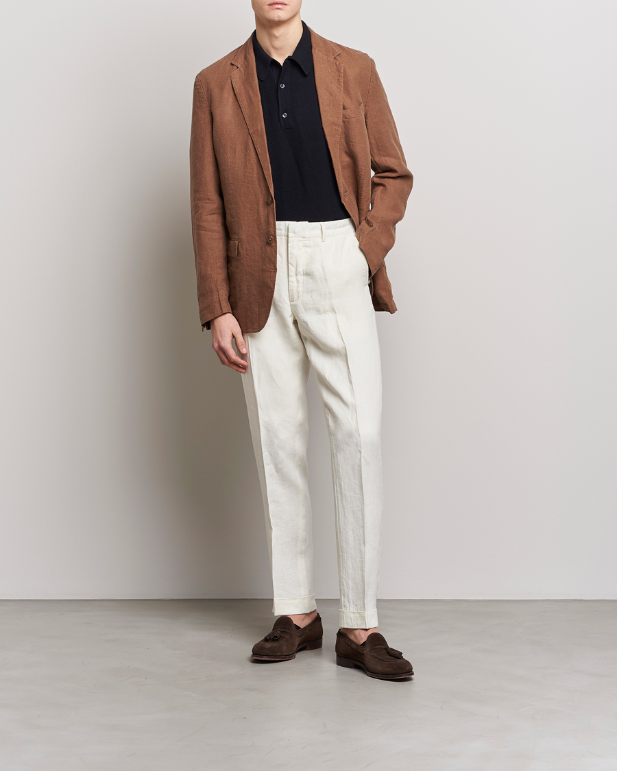 Men | Trousers | Polo Ralph Lauren | Linen Pleated Trousers Cream