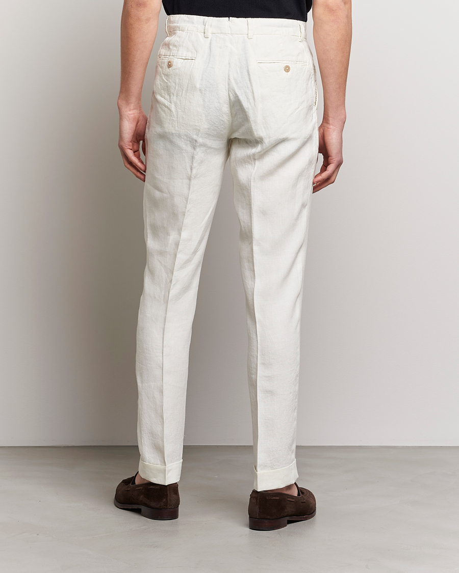 Men | Trousers | Polo Ralph Lauren | Linen Pleated Trousers Cream