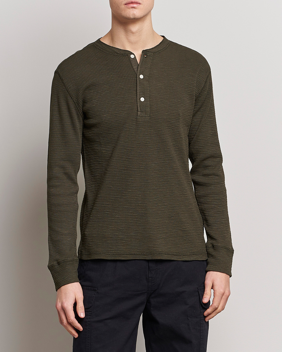 Men | Sweaters & Knitwear | RRL | Long Sleeve Henley Dark Green