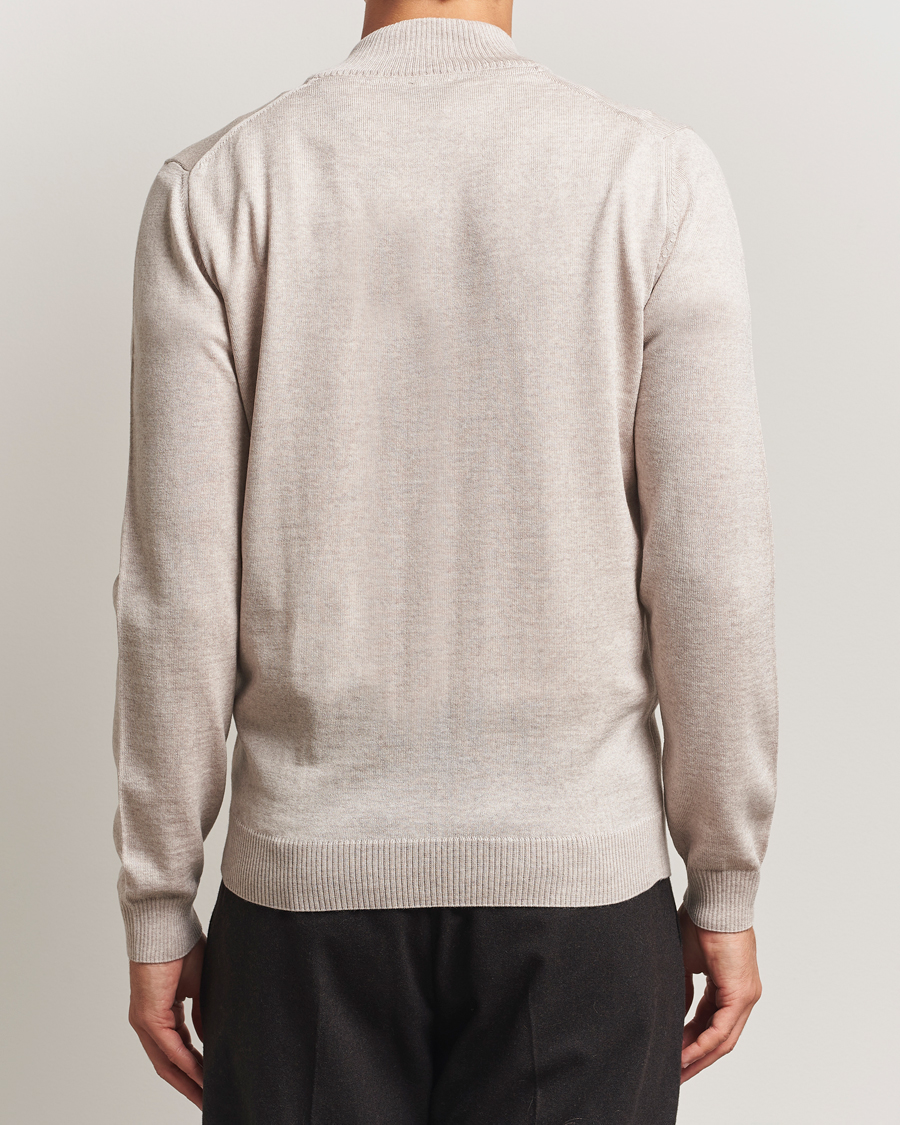 Men | Sweaters & Knitwear | Stenströms | Merino Full Zip Beige