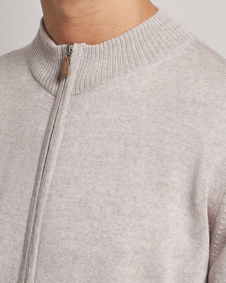 Men | Sweaters & Knitwear | Stenströms | Merino Full Zip Beige