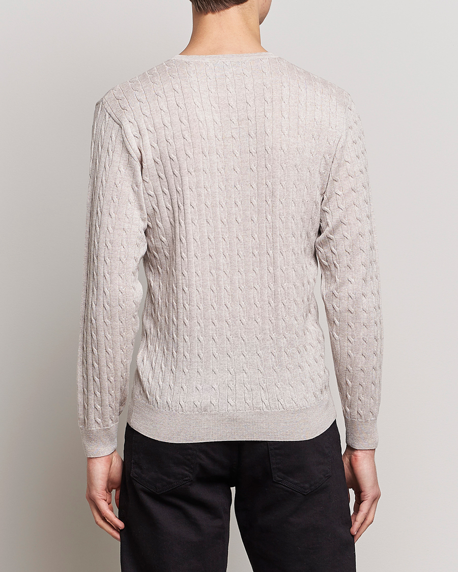 Men | Sweaters & Knitwear | Stenströms | Merino Cable Crew Neck Beige