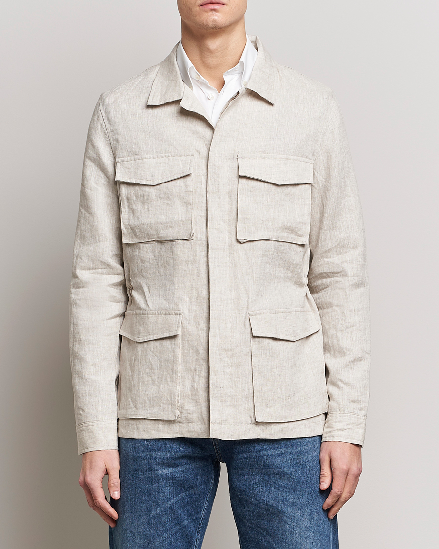 Men | Coats & Jackets | Stenströms | Linen Field Jacket Beige