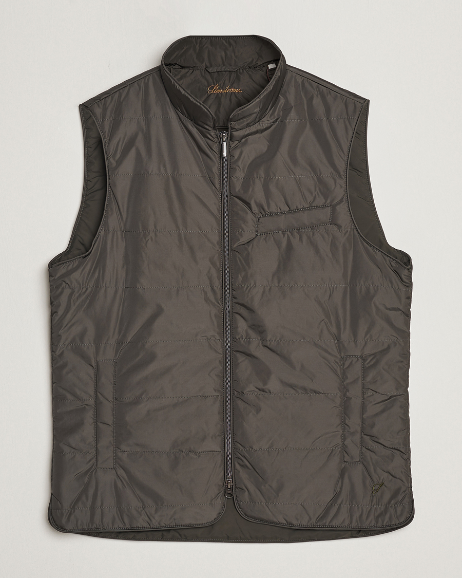 Men | Gilets | Stenströms | Padded Nylon Vest Dark Green