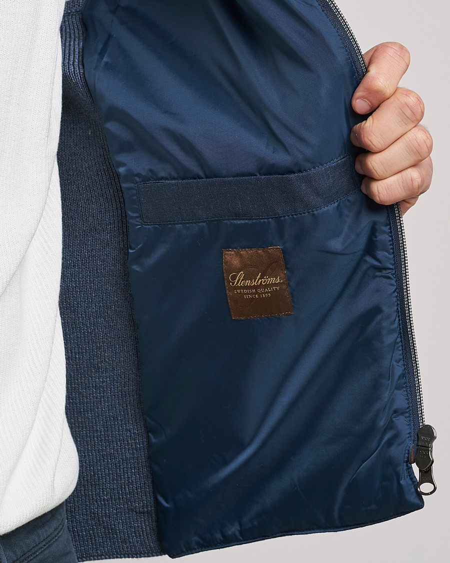 Men | Gilets | Stenströms | Hybrid Linen/Merino Vest Blue