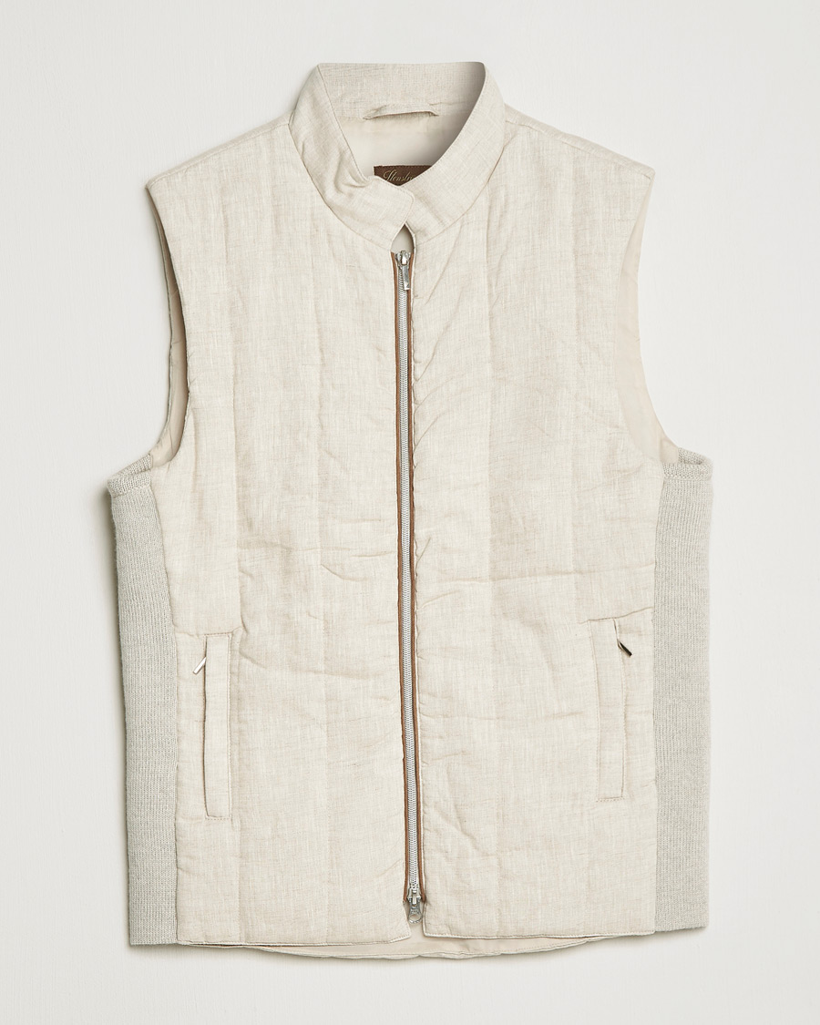 Men | Gilets | Stenströms | Hybrid Linen/Merino Vest Beige