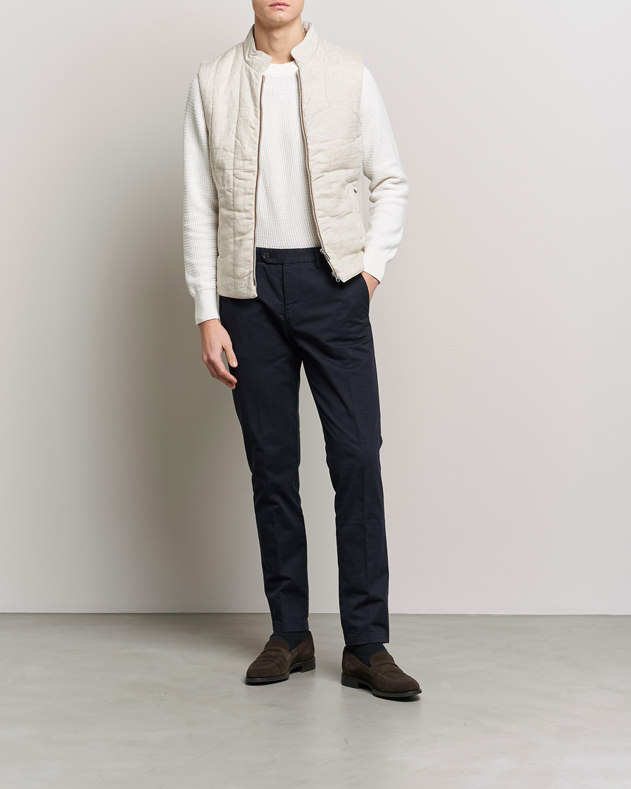 Men | Gilets | Stenströms | Hybrid Linen/Merino Vest Beige