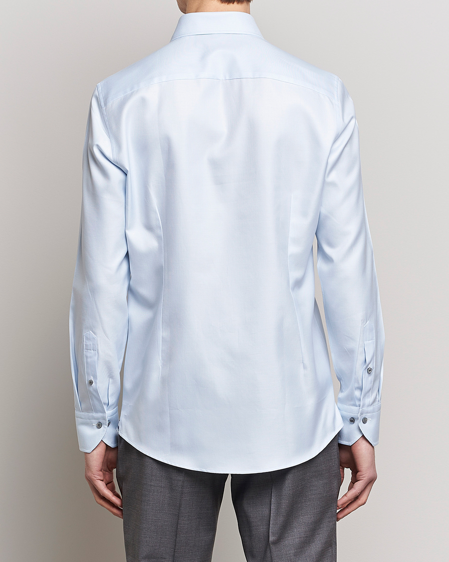 Men | Shirts | Stenströms | Slimline Houndstooth Contrast Shirt Blue