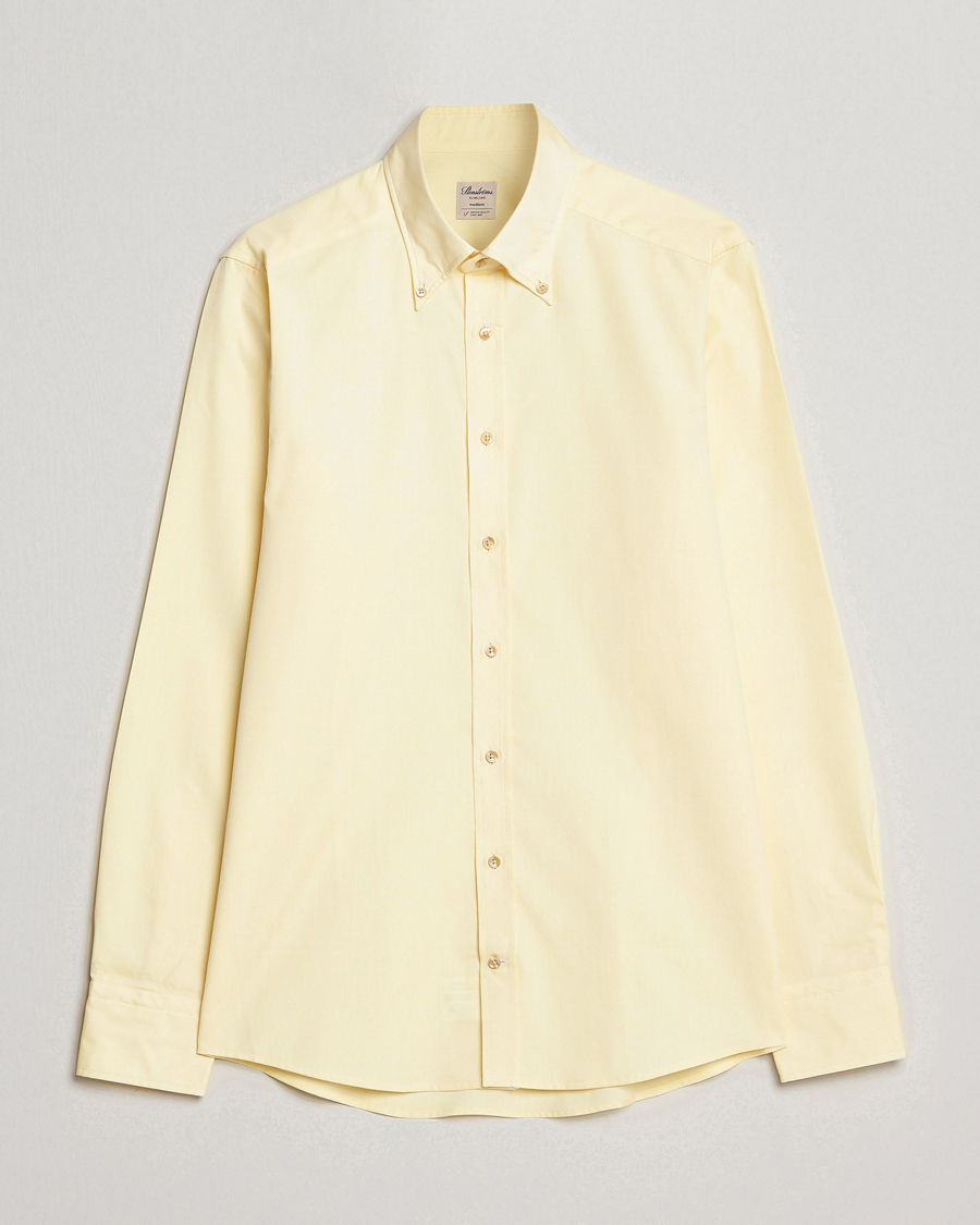 Men | Shirts | Stenströms | Slimline Button Down Pinpoint Oxford Shirt Yellow