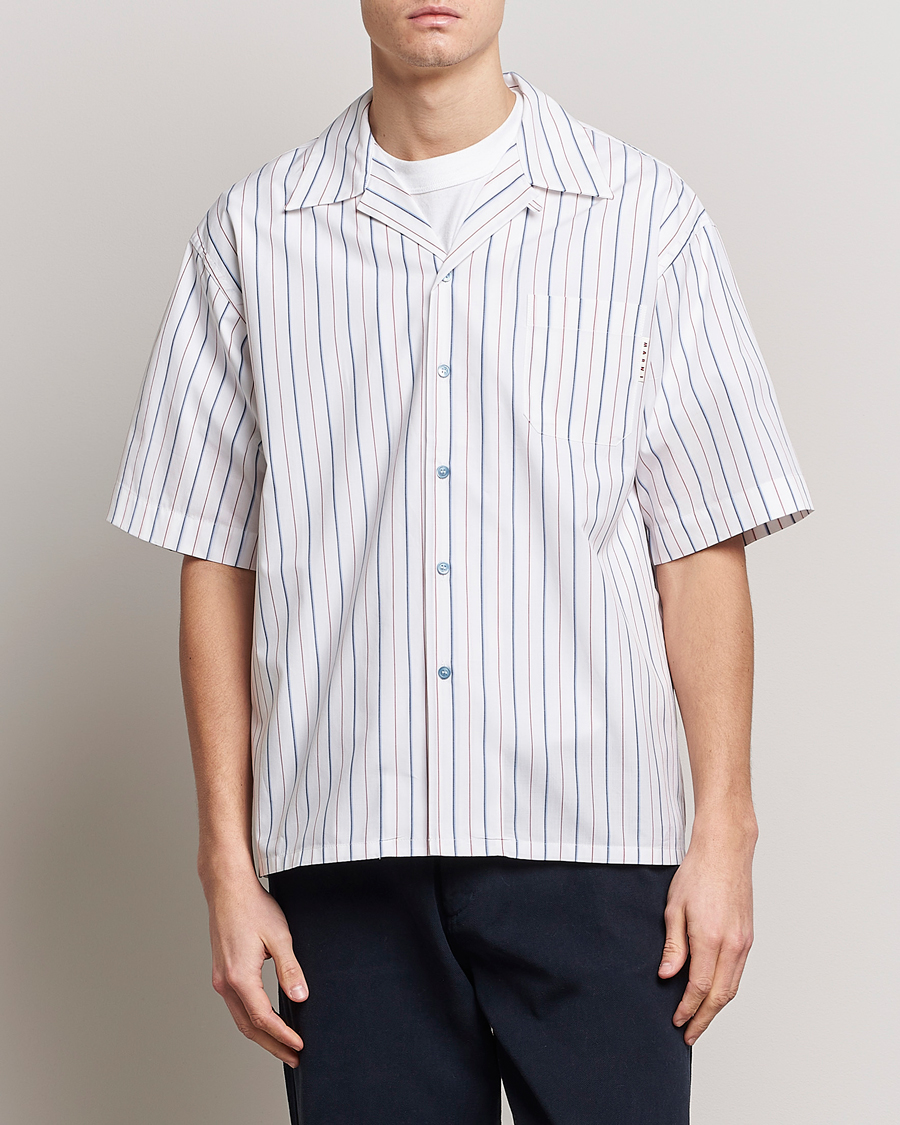 Men | Shirts | Marni | Striped Bowling Shirt Lily White