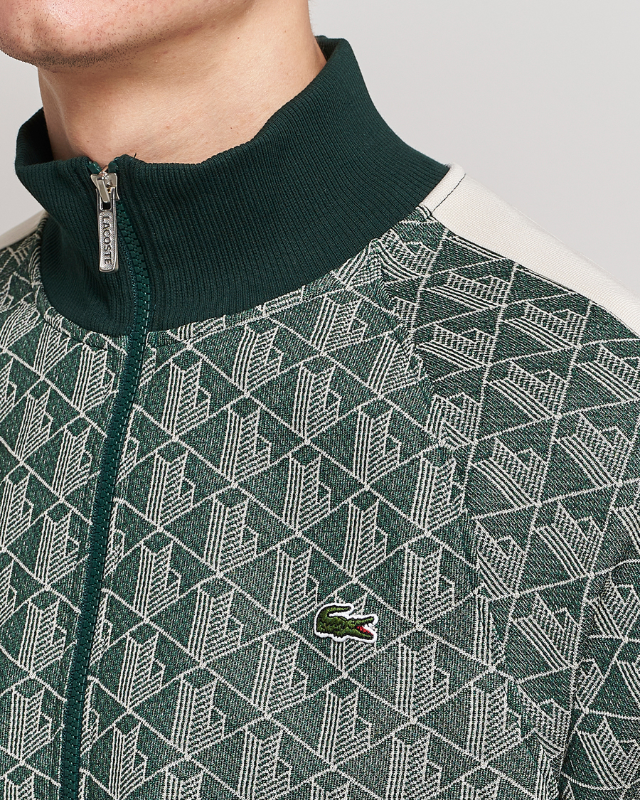 Men | Sweaters & Knitwear | Lacoste | Monogram Zip Sweatshirt Green/Wood Shaving