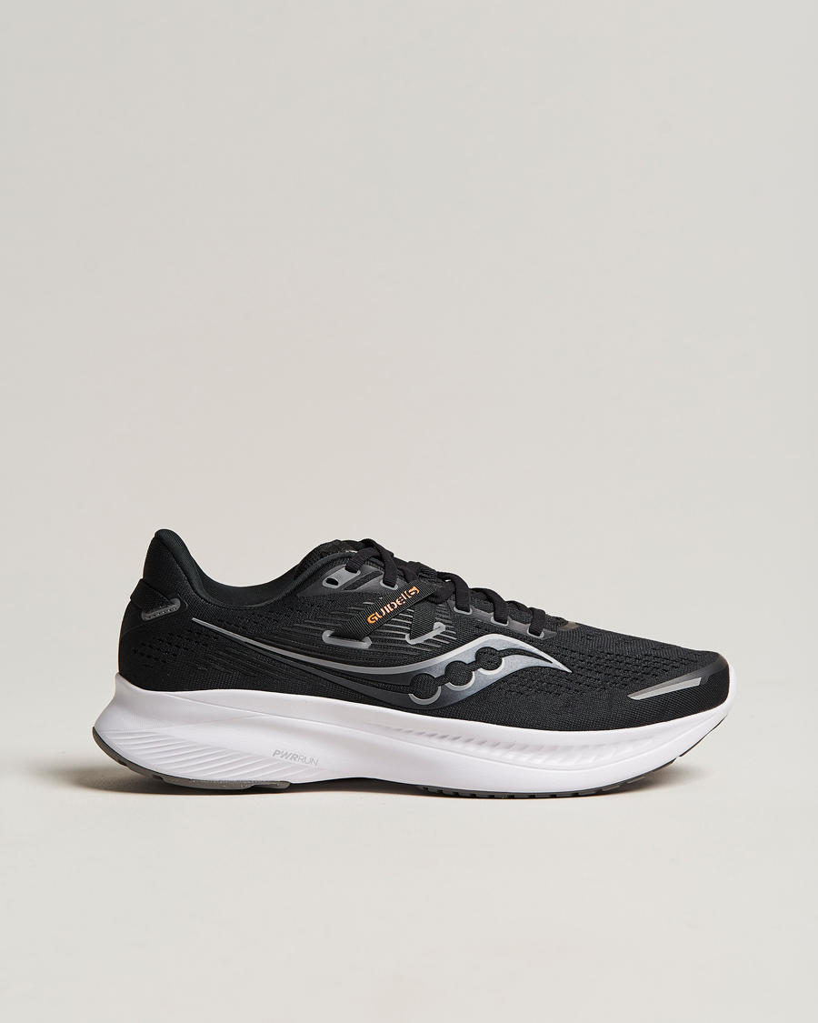 Men | Saucony Guide 16 Running Sneakers Black/White | Saucony | Guide 16 Running Sneakers Black/White