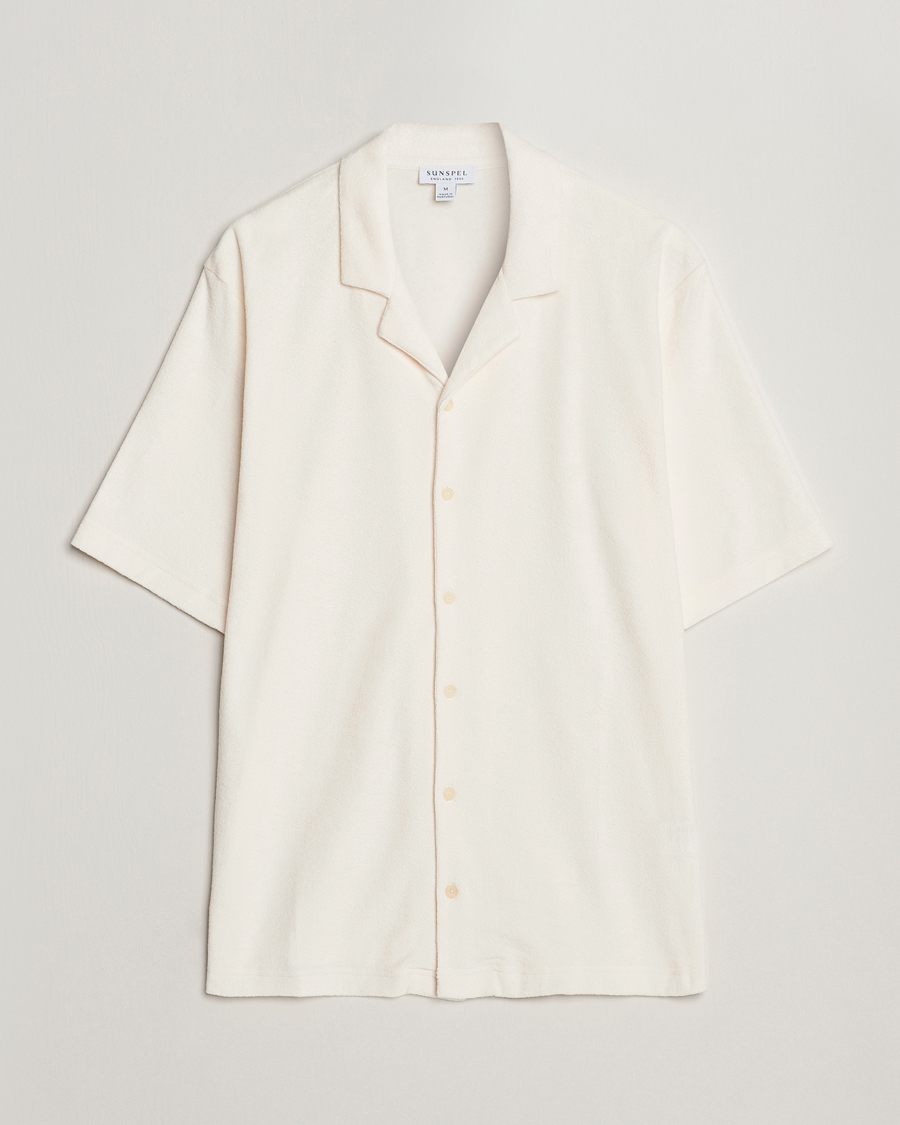 Men | Shirts | Sunspel | Towelling Camp Collar Shirt Archive White