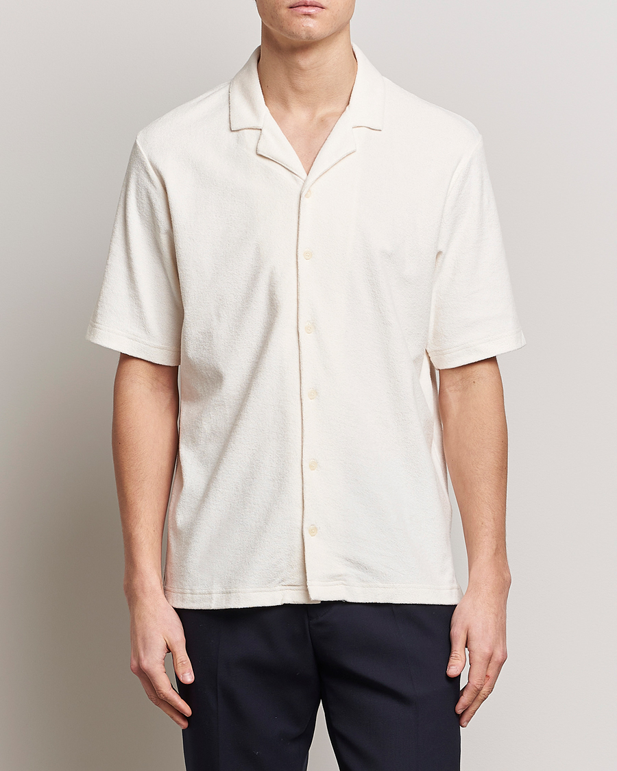 Men | Shirts | Sunspel | Towelling Camp Collar Shirt Archive White