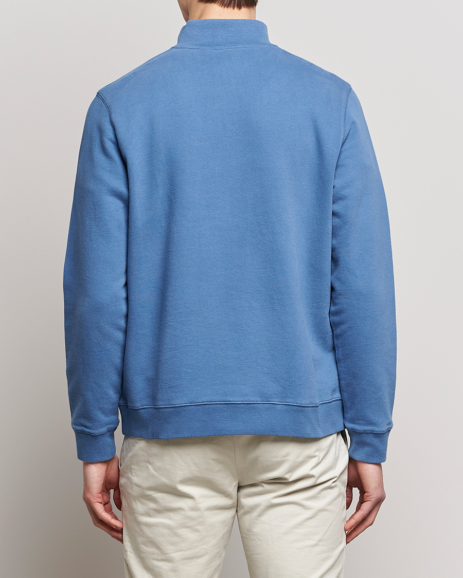 Men | Sweaters & Knitwear | Sunspel | Loopback Half Zip Sweatshirt Blue Stone
