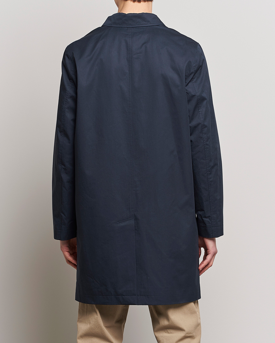 Men | Coats & Jackets | Sunspel | Technical Cotton Mac Coat Navy