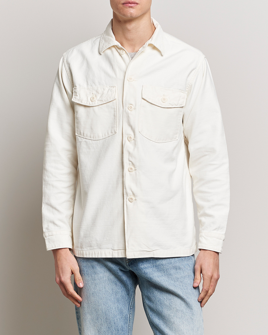 Men | Shirts | orSlow | Cotton Sateen US Army Overshirt Ecru