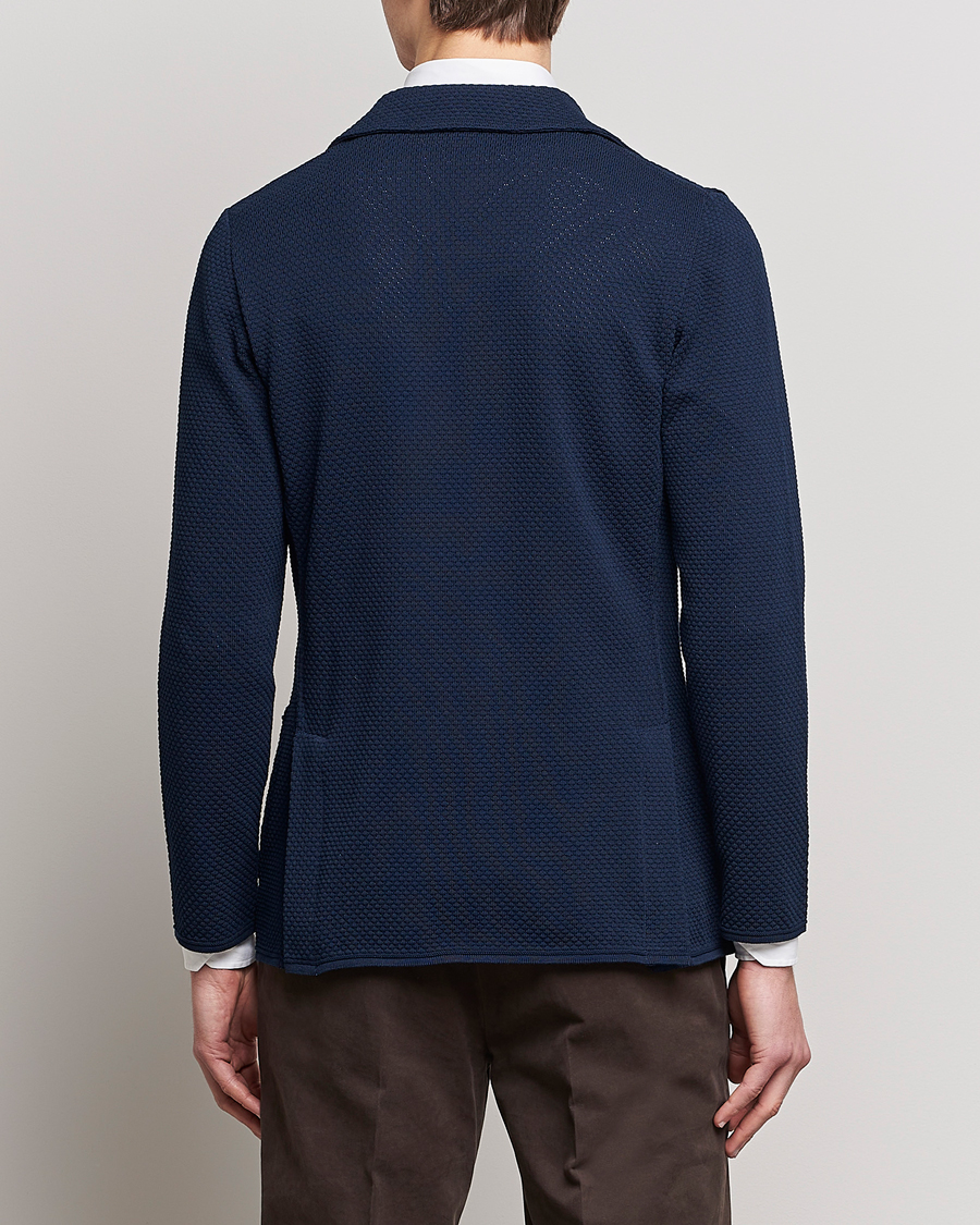 Men | Blazers | Lardini | Knitted Structure Cotton Blazer Navy
