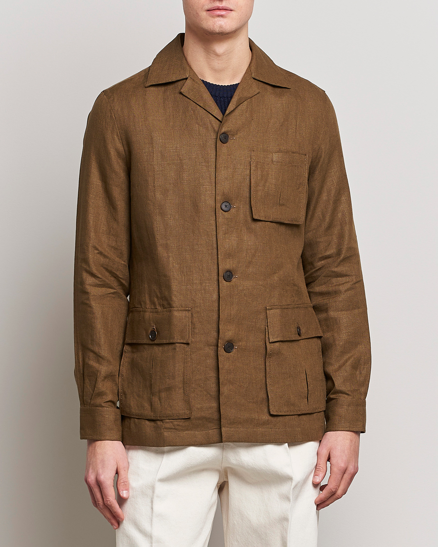 Men | Coats & Jackets | 100Hands | Linen Travellers Jacket Green