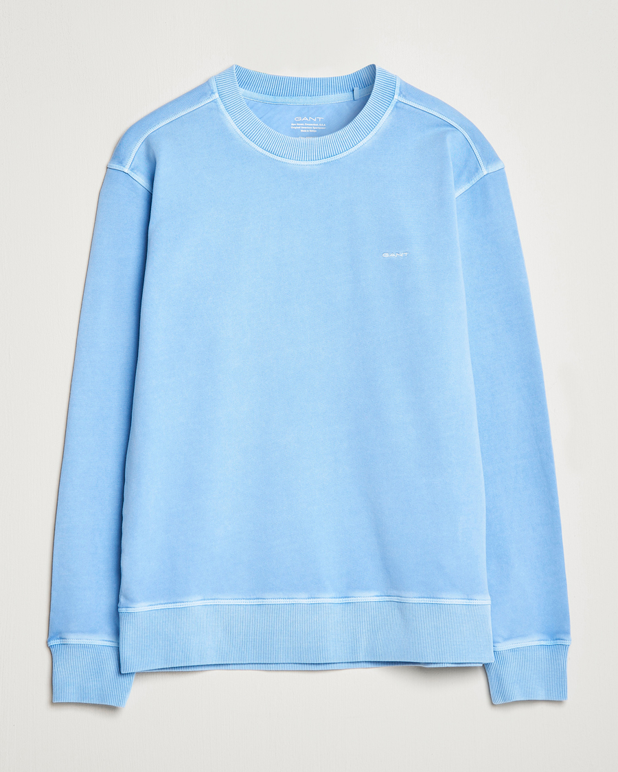 Men | Sweaters & Knitwear | GANT | Sunbleached Crew Neck Sweatshirt Gentle Blue