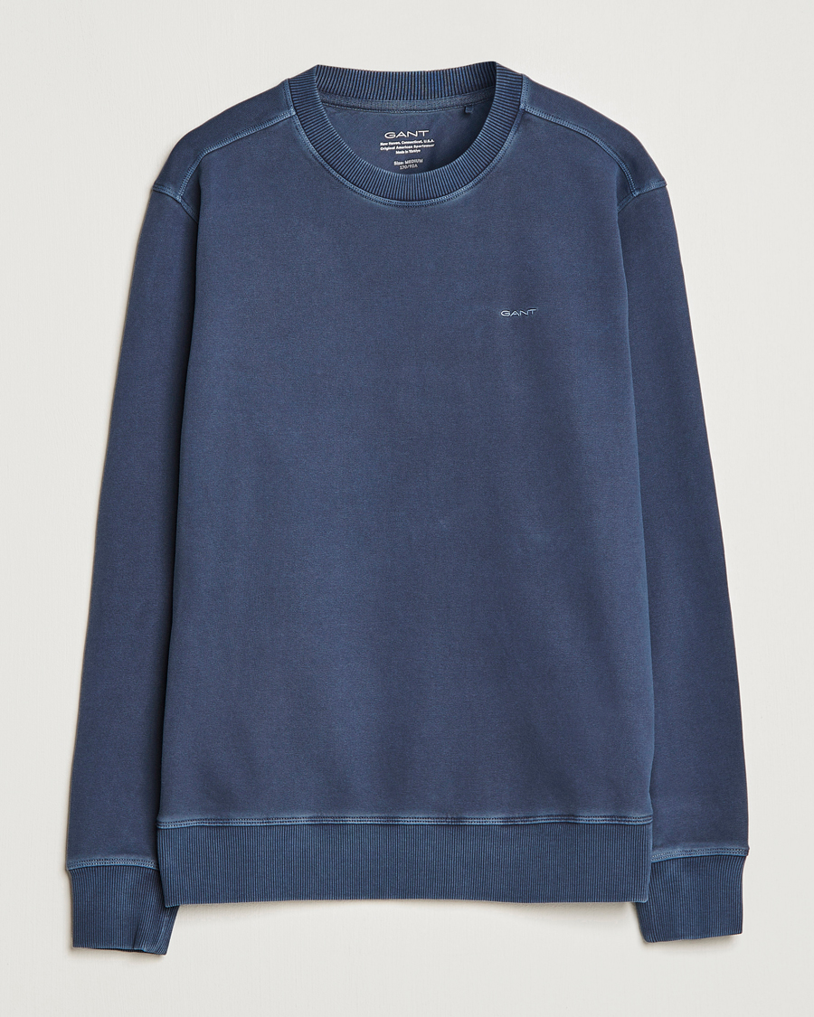 Men | Sweaters & Knitwear | GANT | Sunbleached Crew Neck Sweatshirt Evening Blue