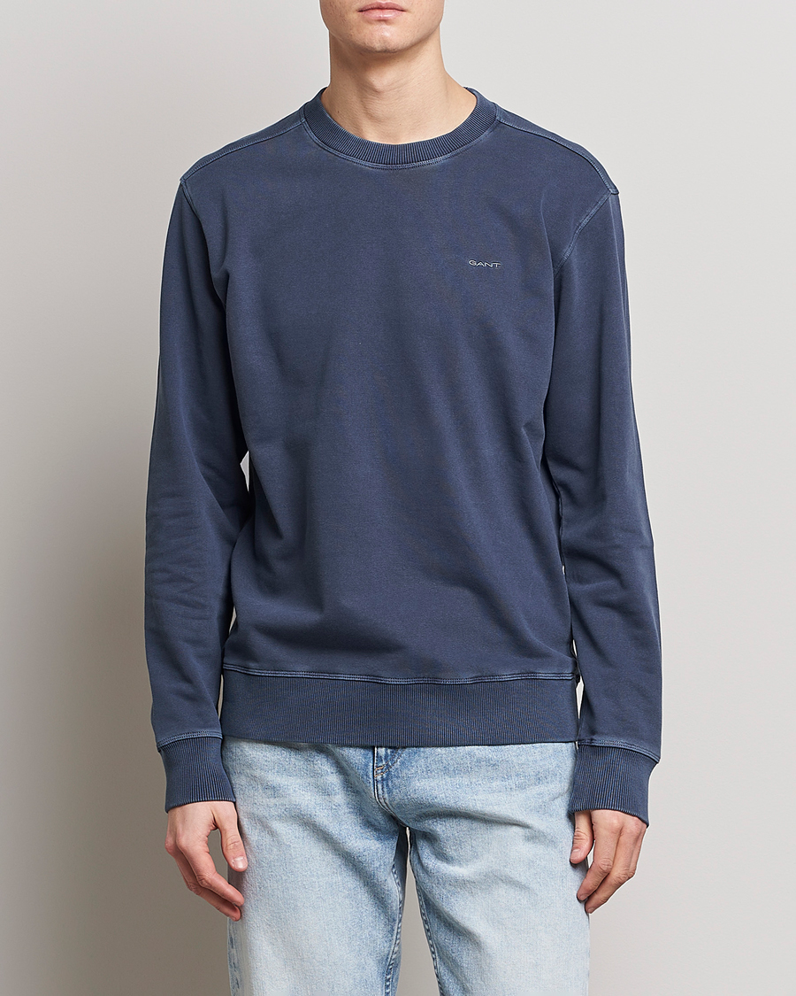 Men | Sweaters & Knitwear | GANT | Sunbleached Crew Neck Sweatshirt Evening Blue