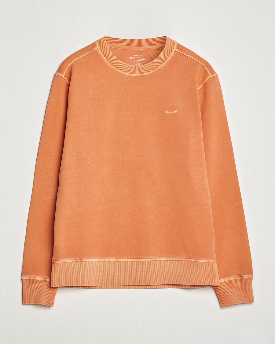 Men | Sweaters & Knitwear | GANT | Sunbleached Crew Neck Sweatshirt Orange