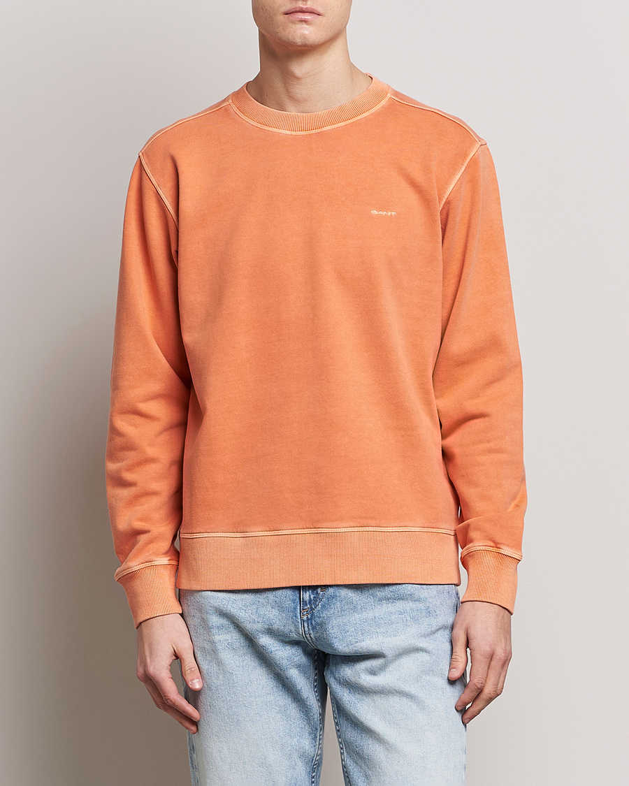 Men | Sweaters & Knitwear | GANT | Sunbleached Crew Neck Sweatshirt Orange