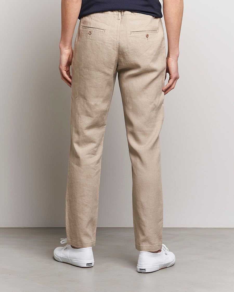 Men | Trousers | GANT | Relaxed Linen Drawstring Pants Concrete Beige