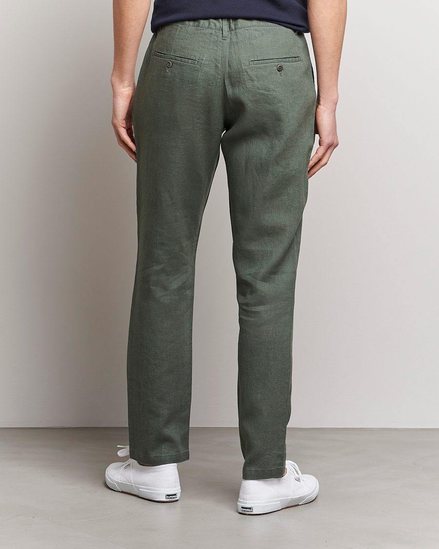 Men | Trousers | GANT | Relaxed Linen Drawstring Pants Green Ash