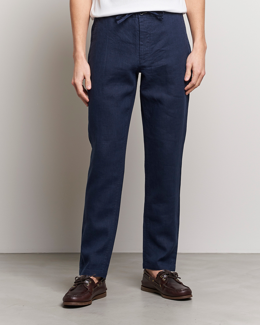 Men | Trousers | GANT | Relaxed Linen Drawstring Pants Marine