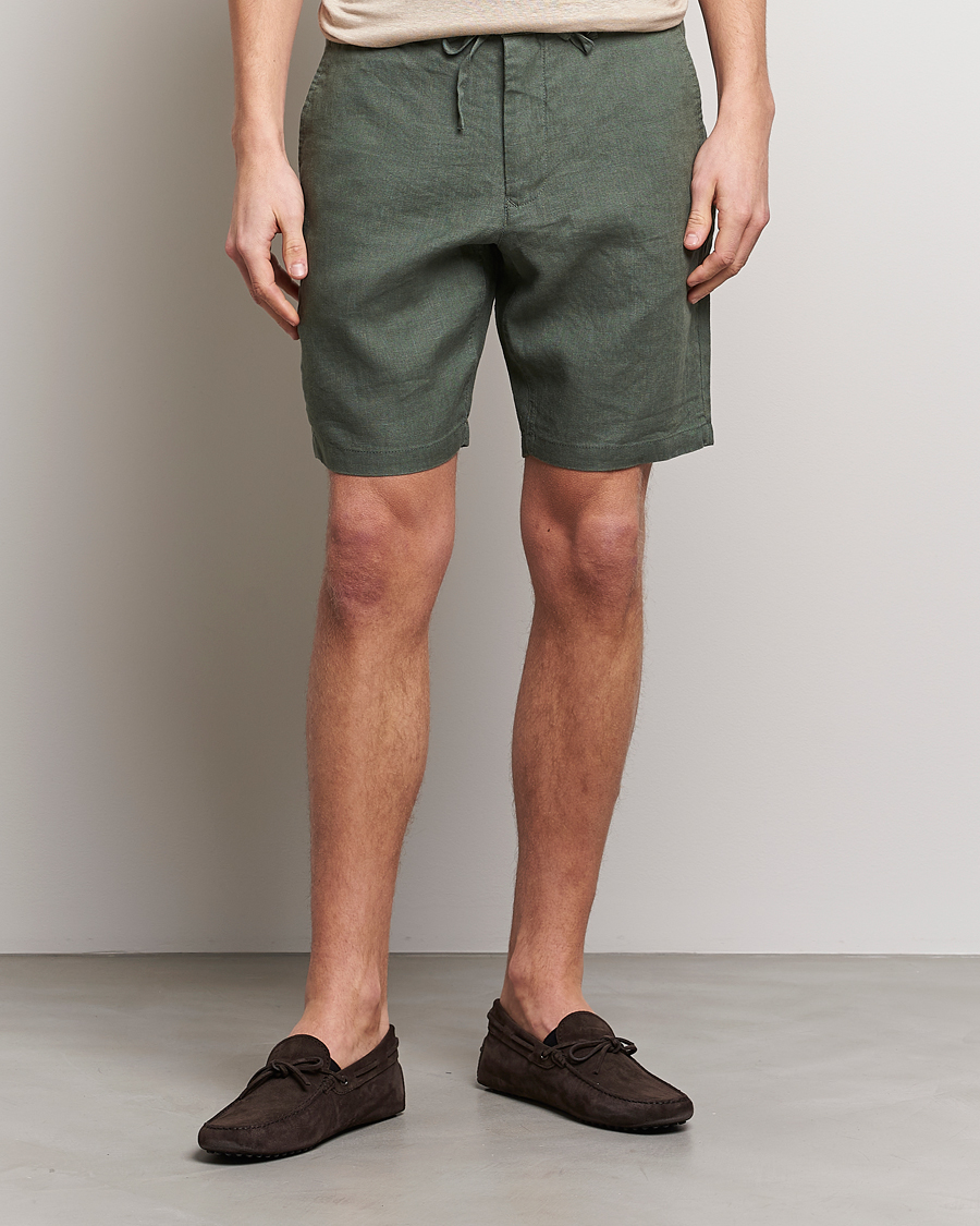 Men | Shorts | GANT | Relaxed Linen Drawstring Shorts Green Ash
