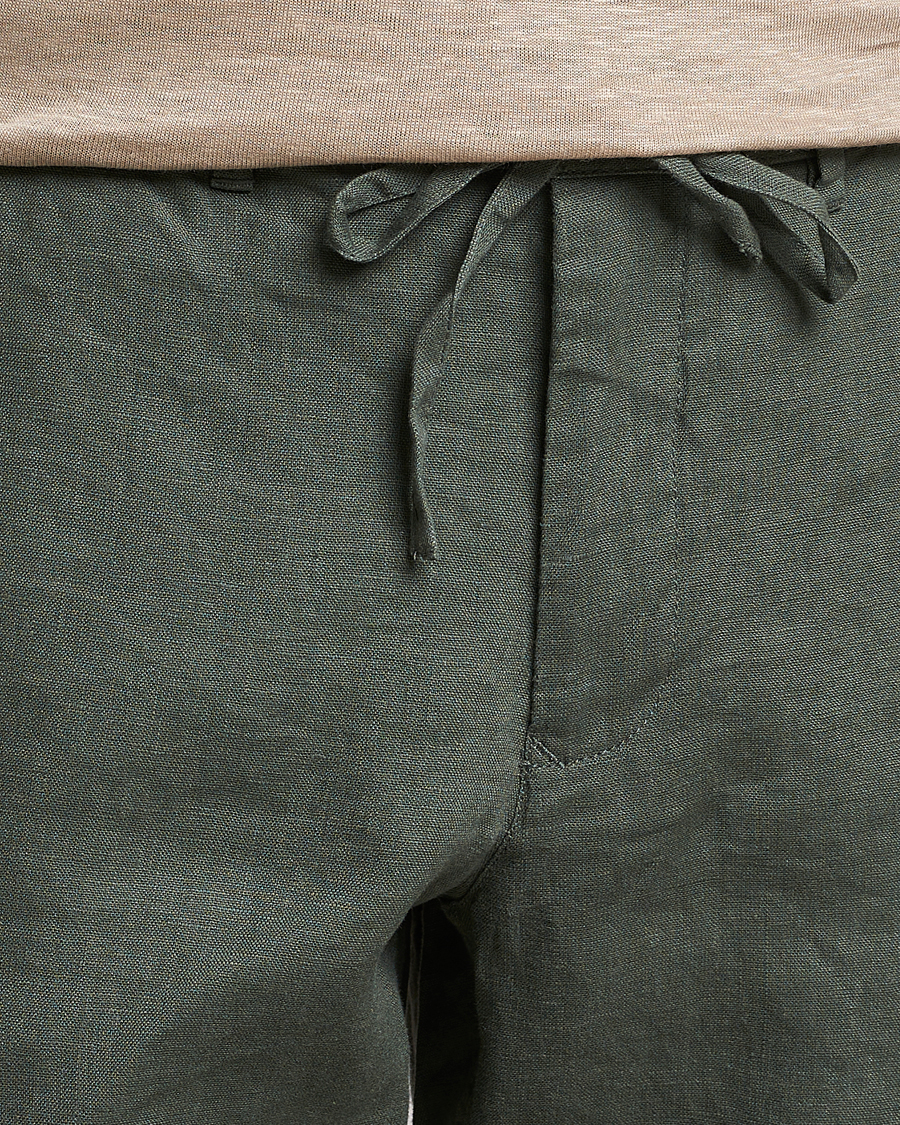 Men | Shorts | GANT | Relaxed Linen Drawstring Shorts Green Ash