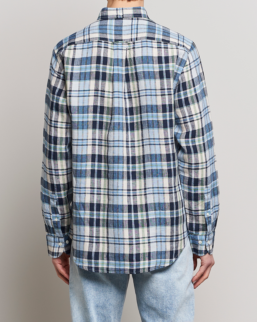 Men | Shirts | GANT | Regular Fit Linen Madras Checked Shirt Marine Multi