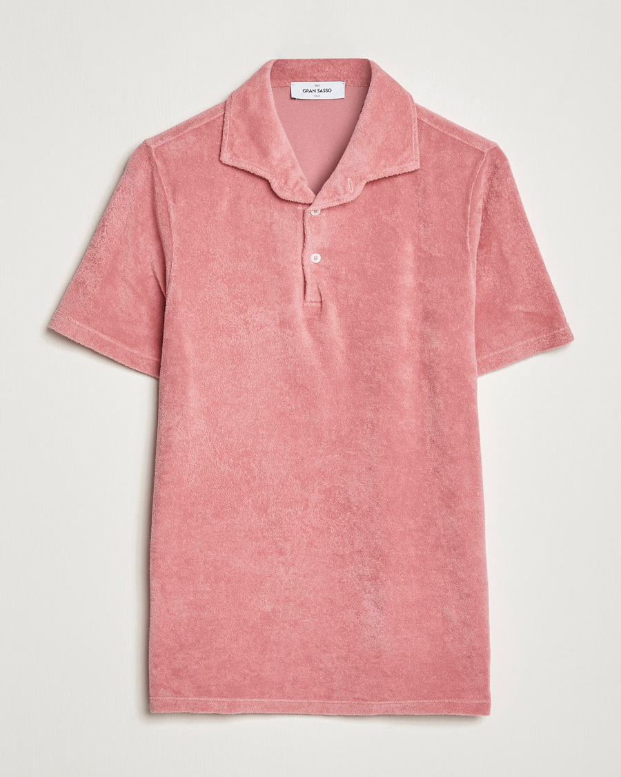 Men | Polo Shirts | Gran Sasso | Cotton Terry Polo Washed Pink