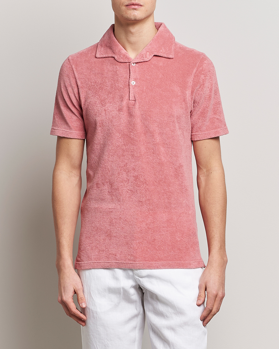 Men | Polo Shirts | Gran Sasso | Cotton Terry Polo Washed Pink