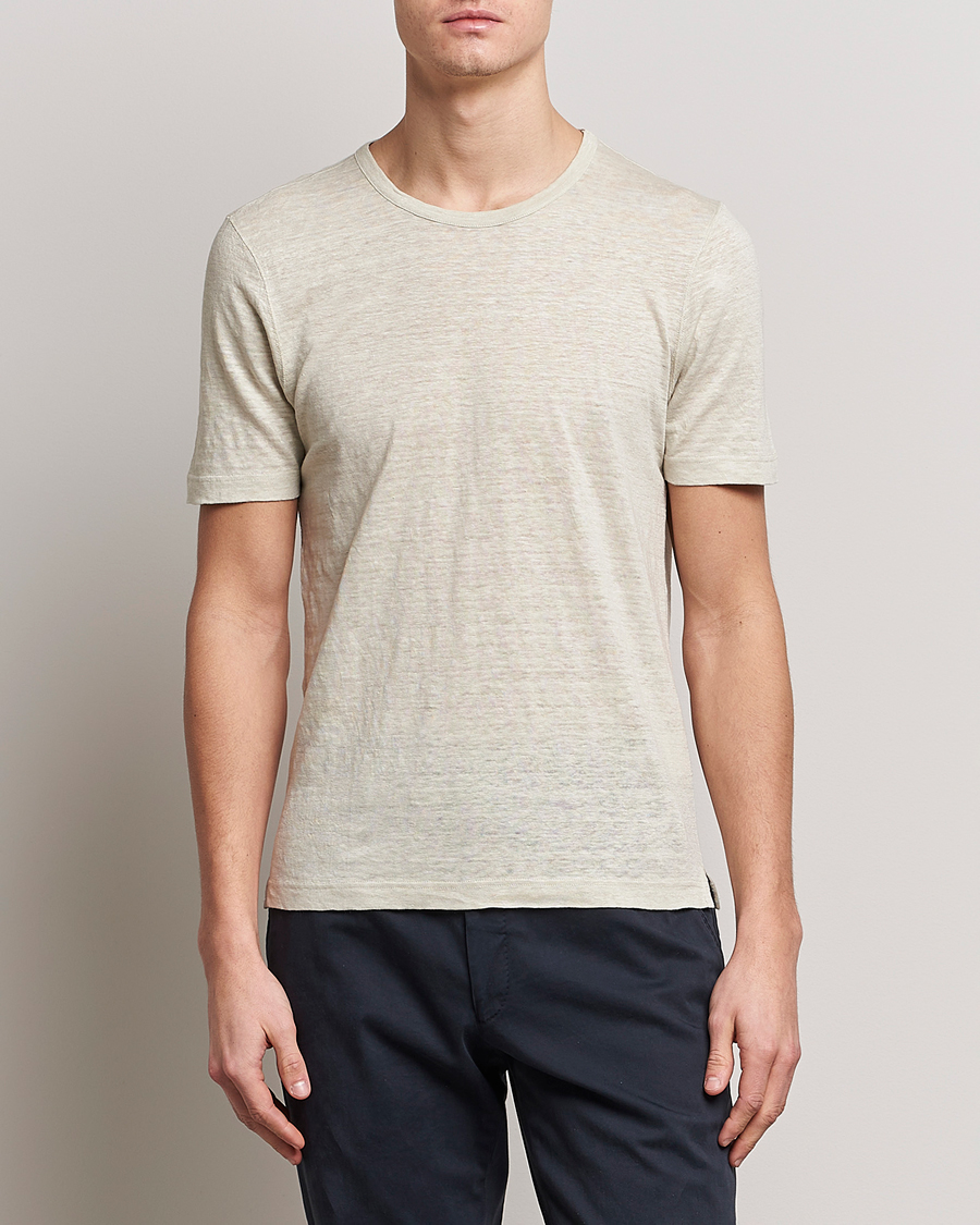 Men | T-Shirts | Gran Sasso | Washed Linen Tee Beige