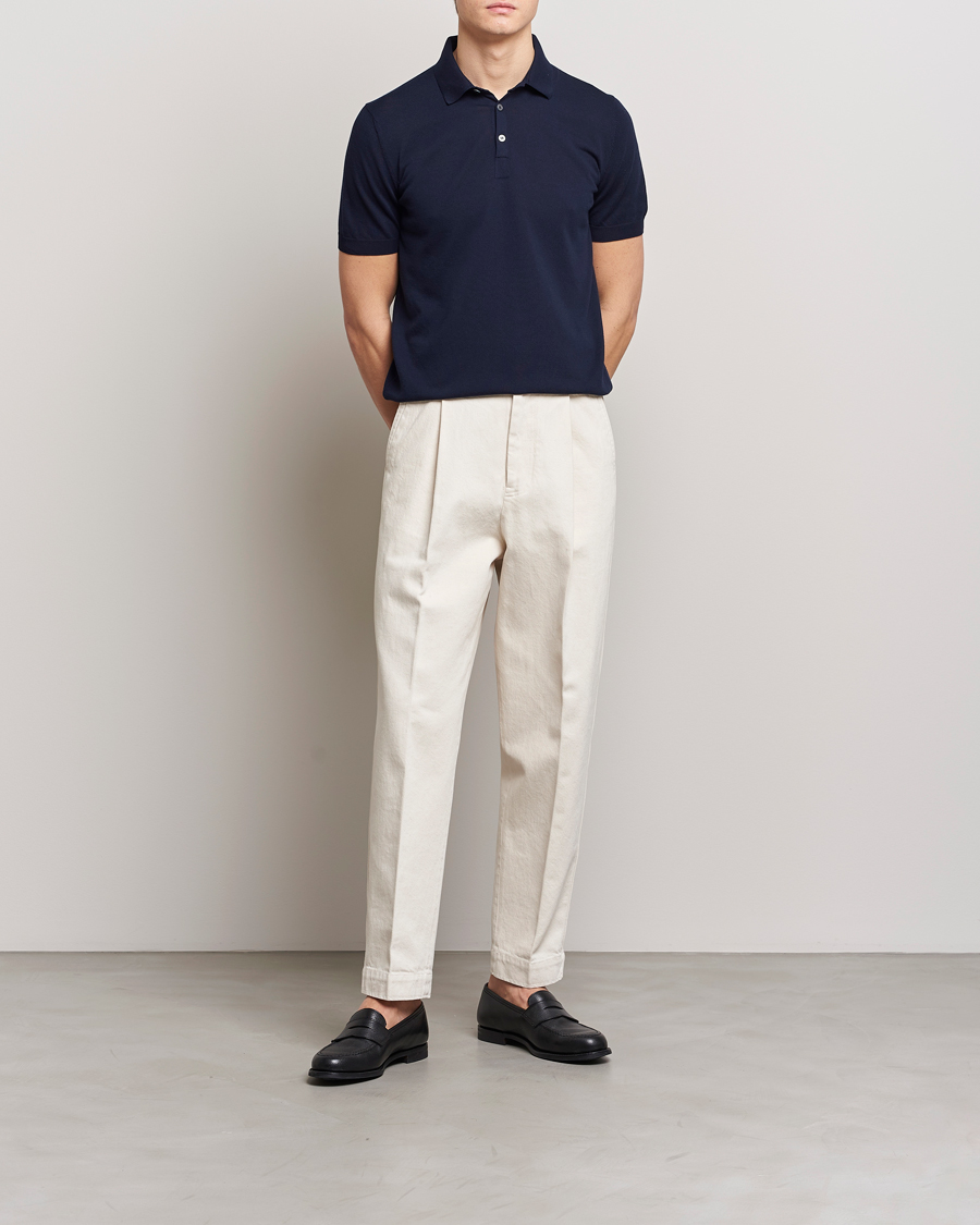 Men | Polo Shirts | Gran Sasso | Cotton Knitted Polo Navy