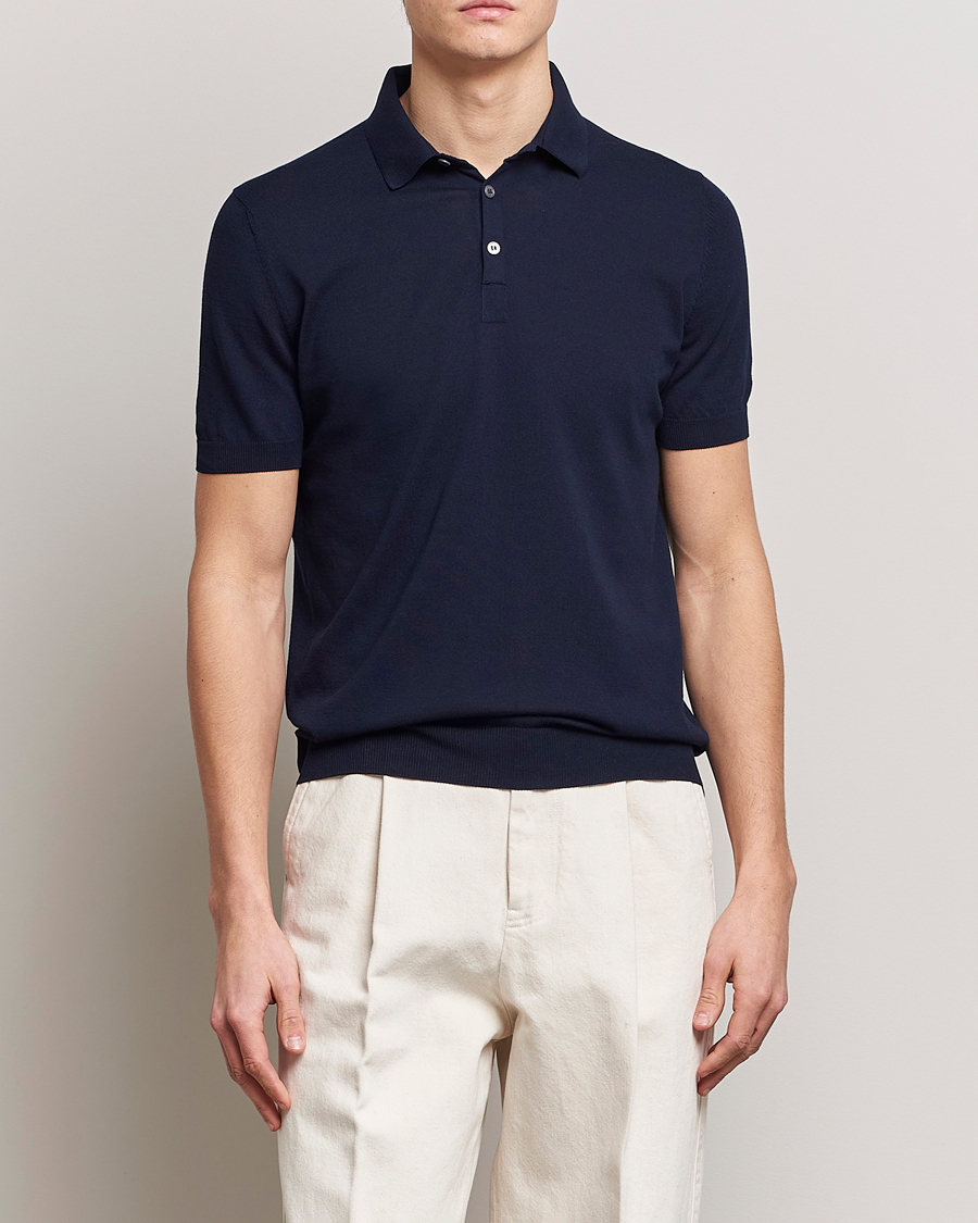 Men | Polo Shirts | Gran Sasso | Cotton Knitted Polo Navy