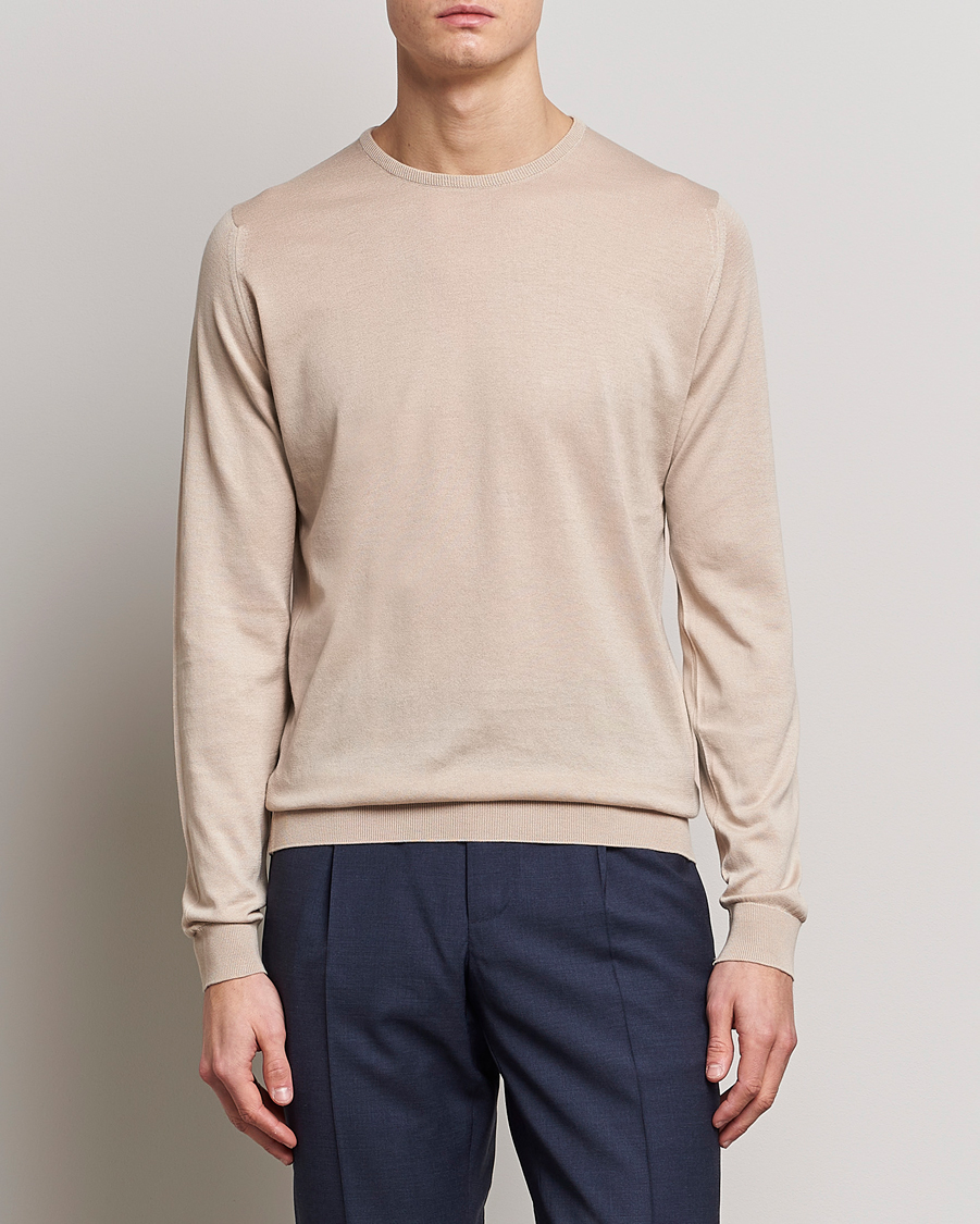 Men | Sweaters & Knitwear | John Smedley | Hatfield Sea Island Crew Neck Almond