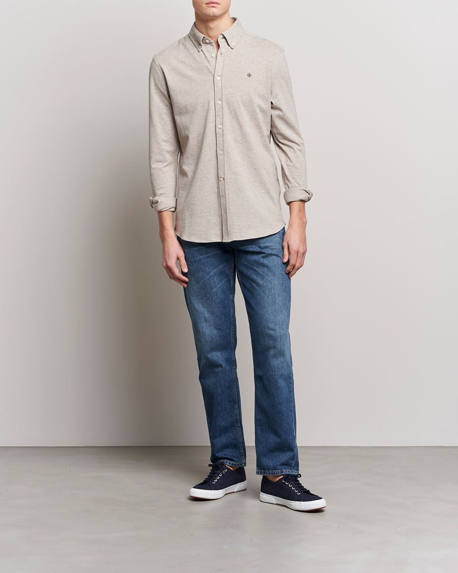 Men | Shirts | Morris | Ivory Jersey Button Down Shirt Beige