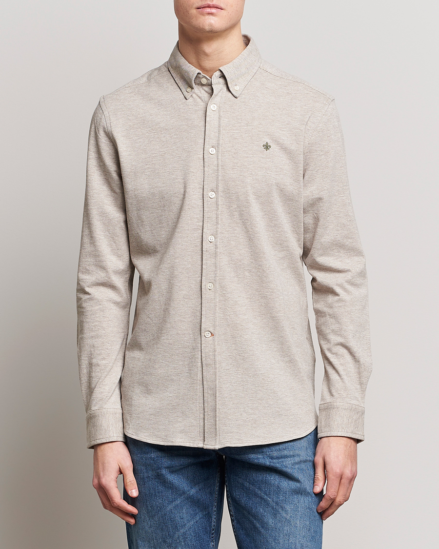 Men | Shirts | Morris | Ivory Jersey Button Down Shirt Beige