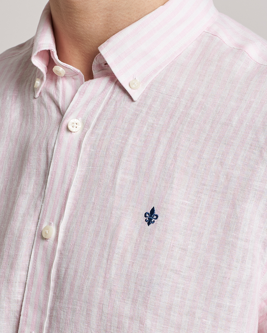 Men | Shirts | Morris | Douglas Linen Button Down Striped Shirt Pink/White