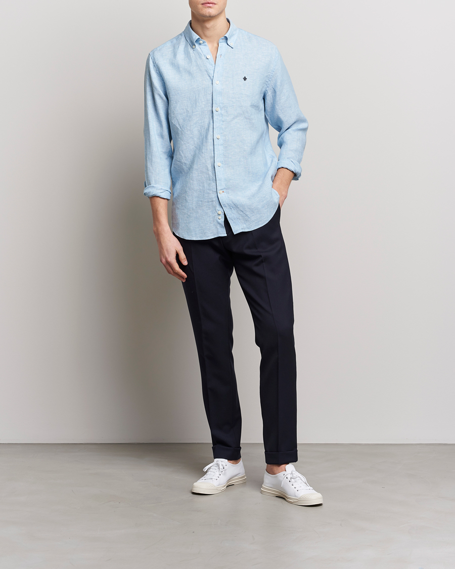 Men | Shirts | Morris | Douglas Linen Button Down Shirt Light Blue