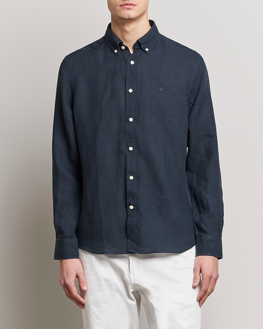 Men | Shirts | Morris | Douglas Linen Button Down Shirt Navy