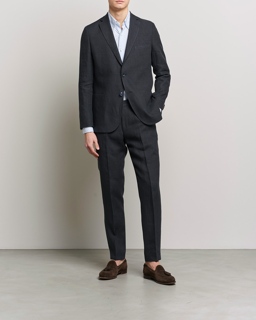 Men | Trousers | Morris | Bobby Linen Suit Trousers Navy