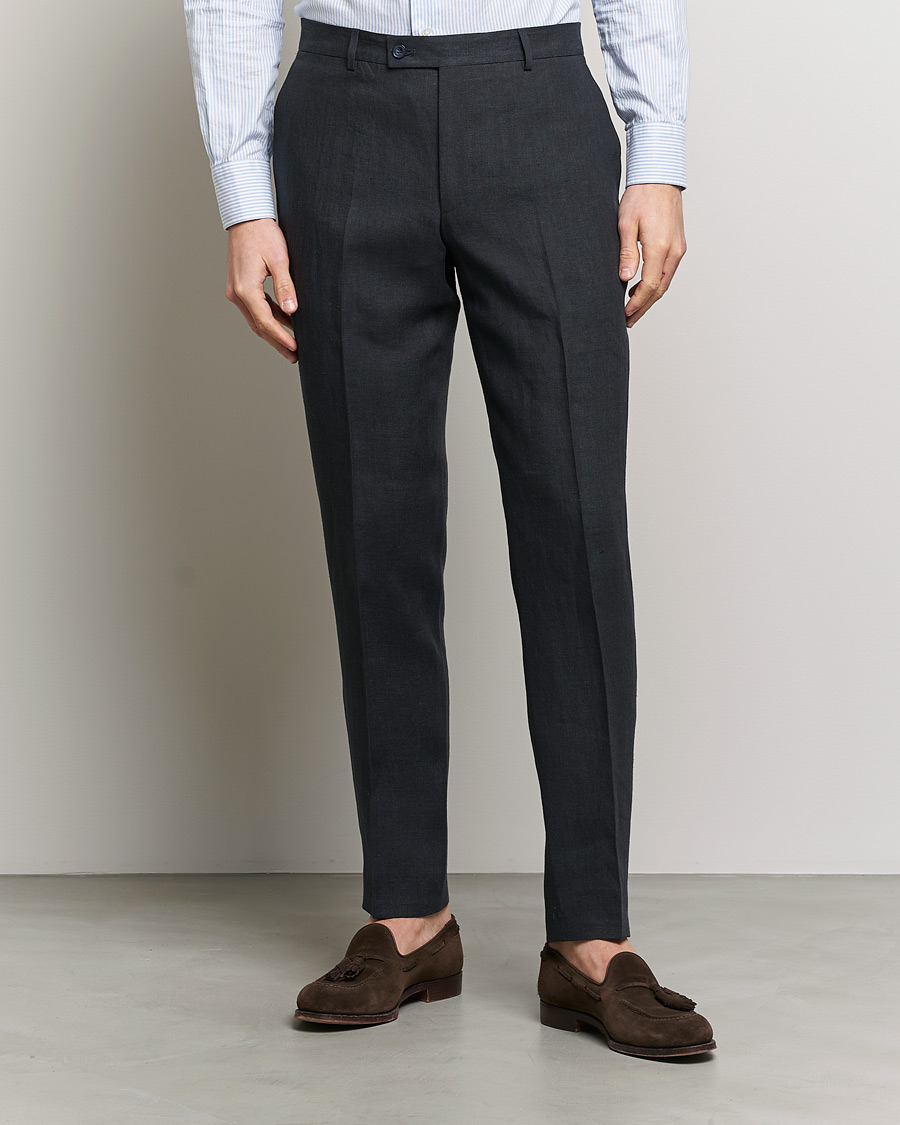 Men | Trousers | Morris | Bobby Linen Suit Trousers Navy