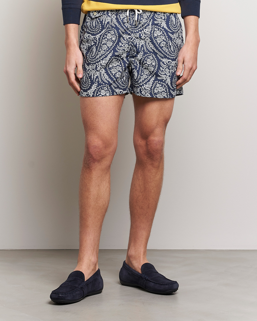 Men | Swimwear | Morris | Paisley Bathing Trunks Navy