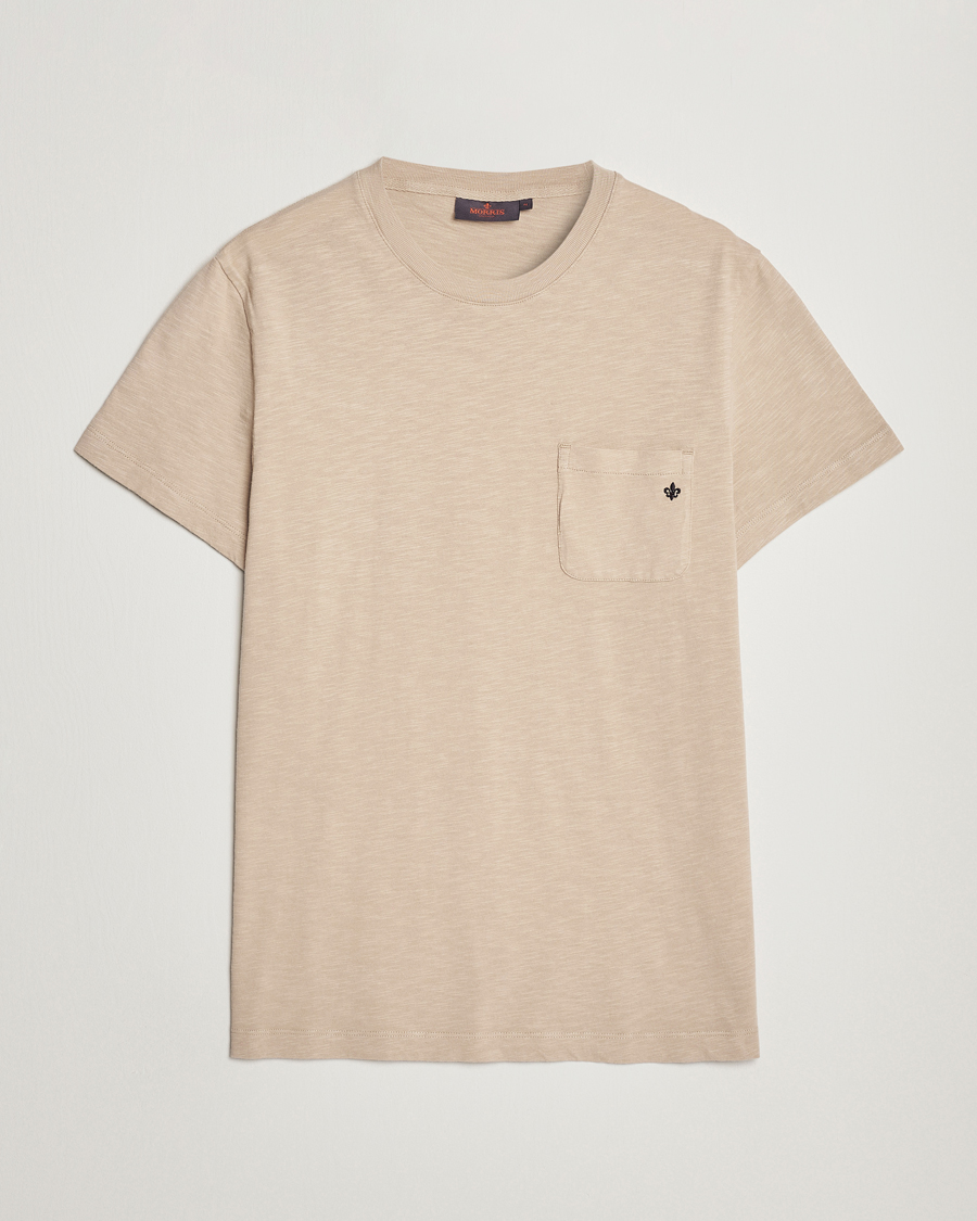 Men | T-Shirts | Morris | Lily Slub Pocket Crew Neck Tee Beige